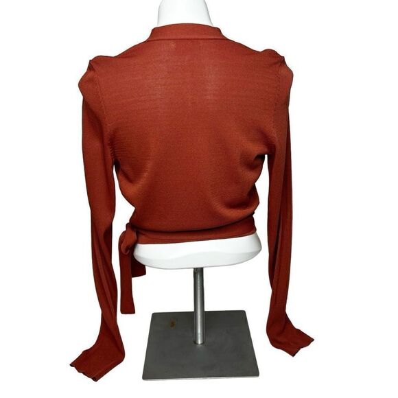 Leith rust colored crop knit wrap cardigan size S - Picture 7 of 11